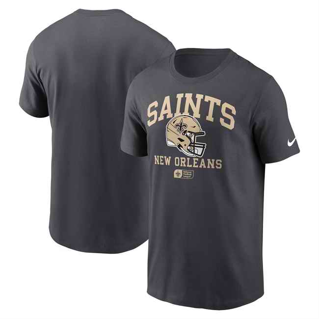 Men's New Orleans Saints Anthracite Helmet Essential T-Shirt